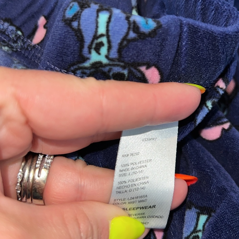 Aqua and Navy Stitch Faux Fur Fleece Pajama Set - Picture 6 of 6